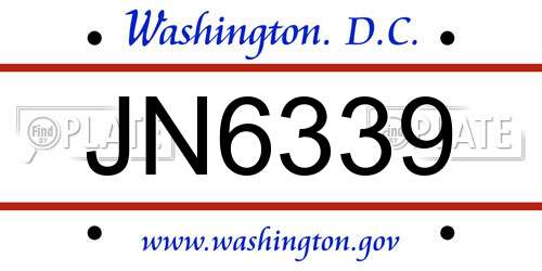 JN6339 District Of Columbia License Plate