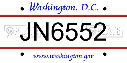 JN6552 District Of Columbia License Plate