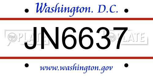 JN6637 District Of Columbia License Plate