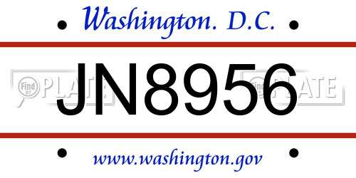 JN8956 District Of Columbia License Plate