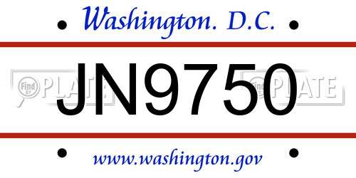 JN9750 District Of Columbia License Plate