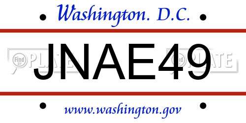 JNAE49 District Of Columbia License Plate