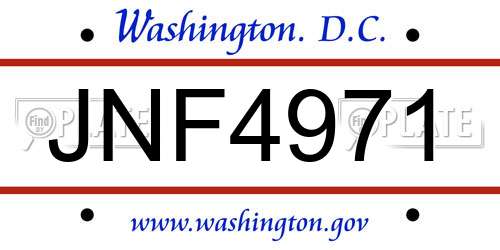 JNF4971 District Of Columbia License Plate