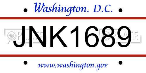 JNK1689 District Of Columbia License Plate