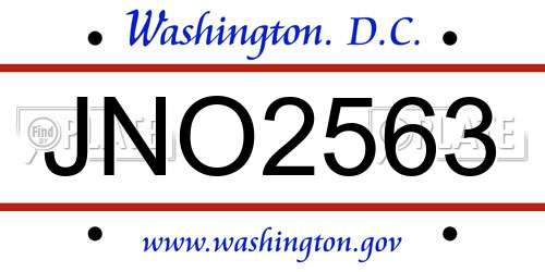 JNO2563 District Of Columbia License Plate