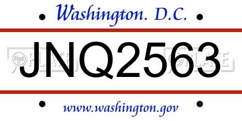 JNQ2563 District Of Columbia License Plate