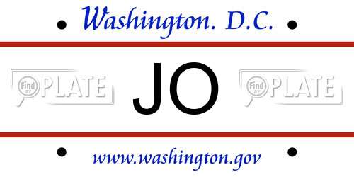 JO District Of Columbia License Plate