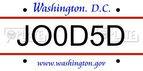 JO0D5D District Of Columbia License Plate