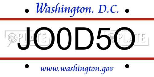 JO0D5O District Of Columbia License Plate