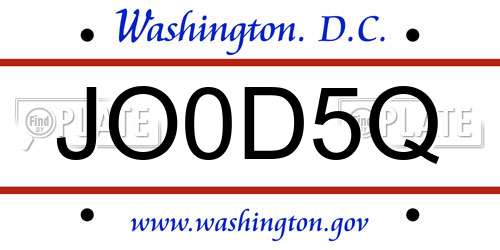JO0D5Q District Of Columbia License Plate