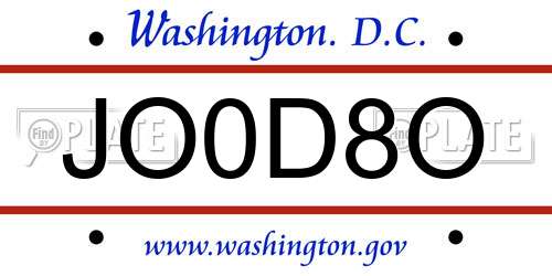 JO0D8O District Of Columbia License Plate