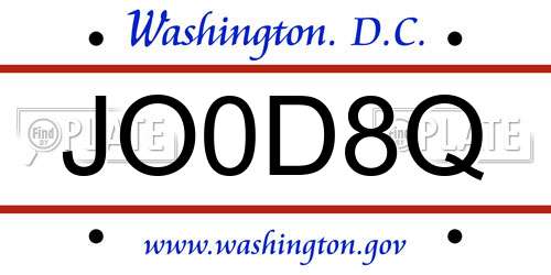 JO0D8Q District Of Columbia License Plate