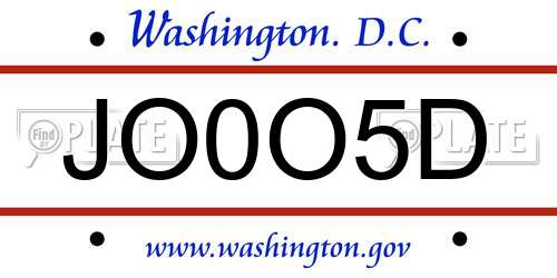 JO0O5D District Of Columbia License Plate