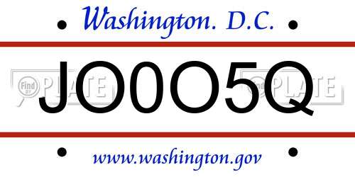 JO0O5Q District Of Columbia License Plate