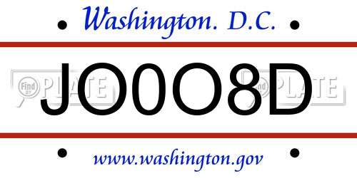 JO0O8D District Of Columbia License Plate