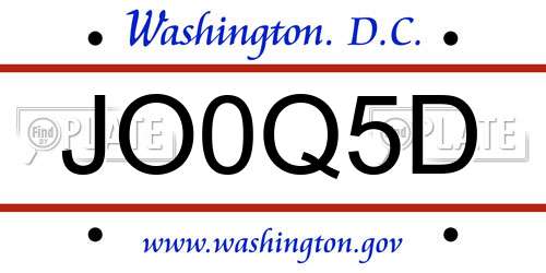 JO0Q5D District Of Columbia License Plate