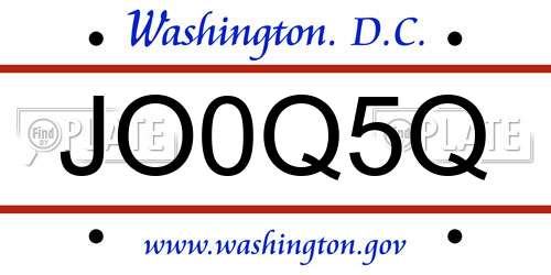 JO0Q5Q District Of Columbia License Plate