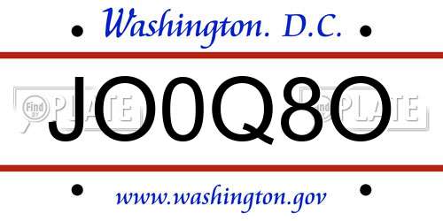 JO0Q8O District Of Columbia License Plate