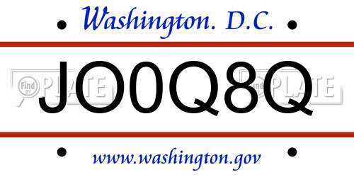 JO0Q8Q District Of Columbia License Plate