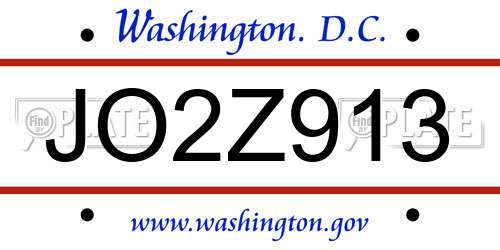 JO2Z913 District Of Columbia License Plate