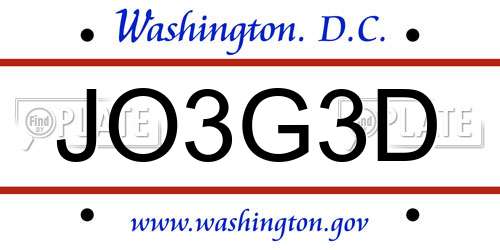 JO3G3D District Of Columbia License Plate