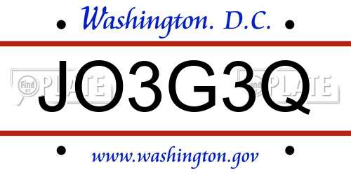 JO3G3Q District Of Columbia License Plate