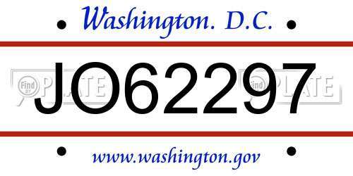 JO62297 District Of Columbia License Plate