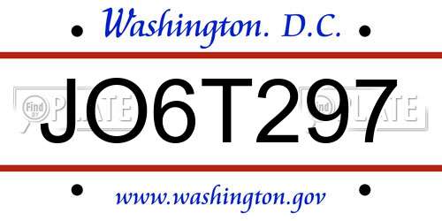 JO6T297 District Of Columbia License Plate