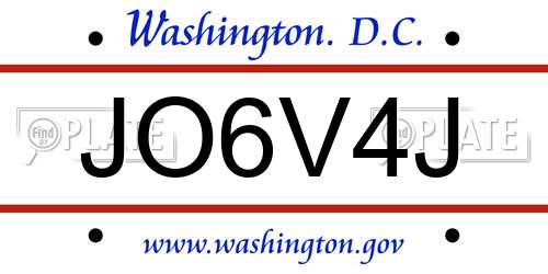 JO6V4J District Of Columbia License Plate