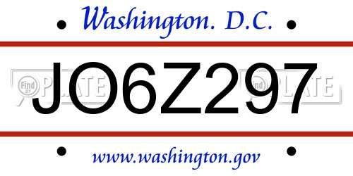 JO6Z297 District Of Columbia License Plate