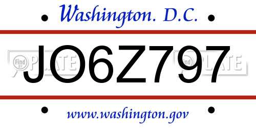 JO6Z797 District Of Columbia License Plate