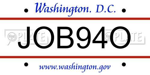 JOB94O District Of Columbia License Plate