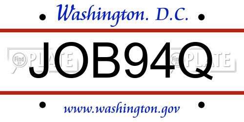 JOB94Q District Of Columbia License Plate