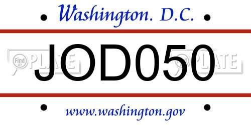 JOD050 District Of Columbia License Plate