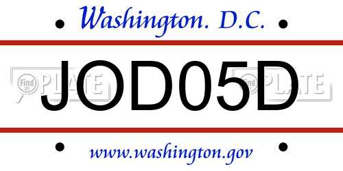 JOD05D District Of Columbia License Plate