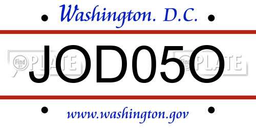 JOD05O District Of Columbia License Plate