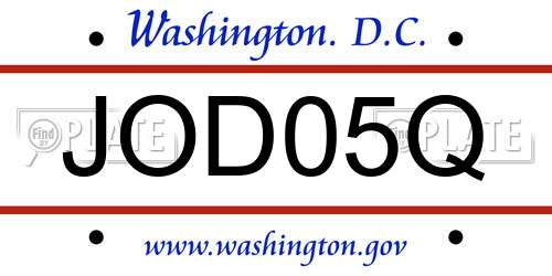 JOD05Q District Of Columbia License Plate