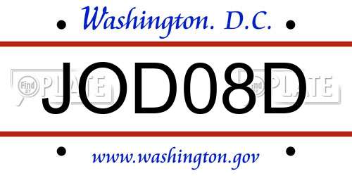 JOD08D District Of Columbia License Plate