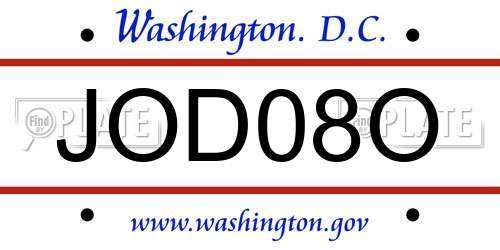 JOD08O District Of Columbia License Plate