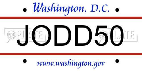 JODD50 District Of Columbia License Plate