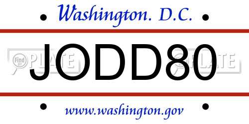 JODD80 District Of Columbia License Plate