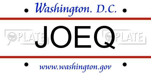 JOEQ District Of Columbia License Plate