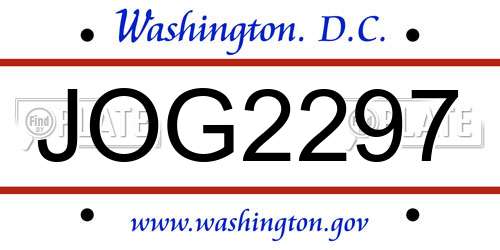JOG2297 District Of Columbia License Plate