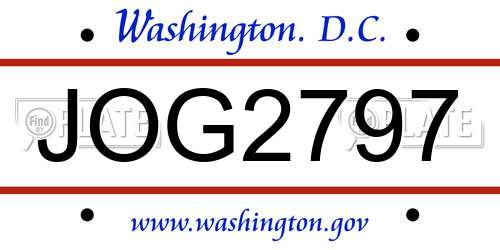 JOG2797 District Of Columbia License Plate