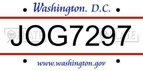 JOG7297 District Of Columbia License Plate