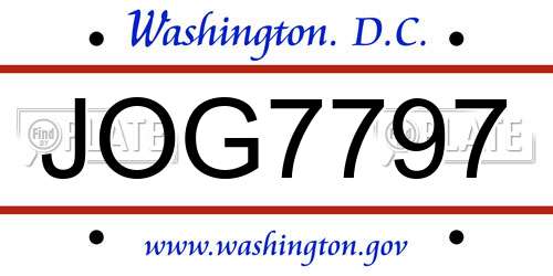 JOG7797 District Of Columbia License Plate