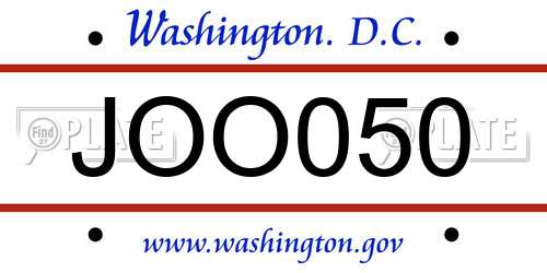 JOO050 District Of Columbia License Plate