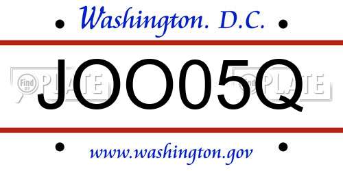 JOO05Q District Of Columbia License Plate