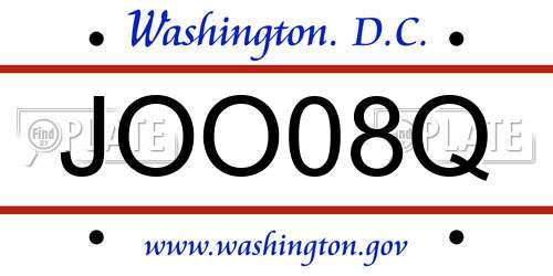 JOO08Q District Of Columbia License Plate