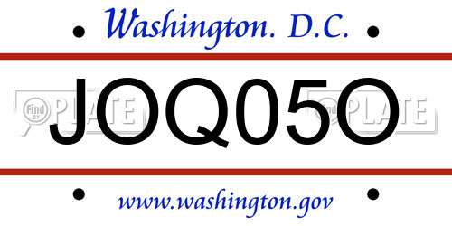 JOQ05O District Of Columbia License Plate
